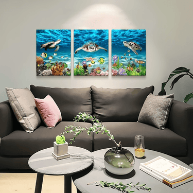 Underwater Ocean Life Canvas Art Set - 3 Pieces - InspiredGrabs.com